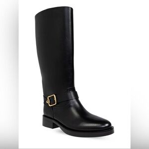 New Coach Madeline Black Leather Tall Riding Boots Size 6.5